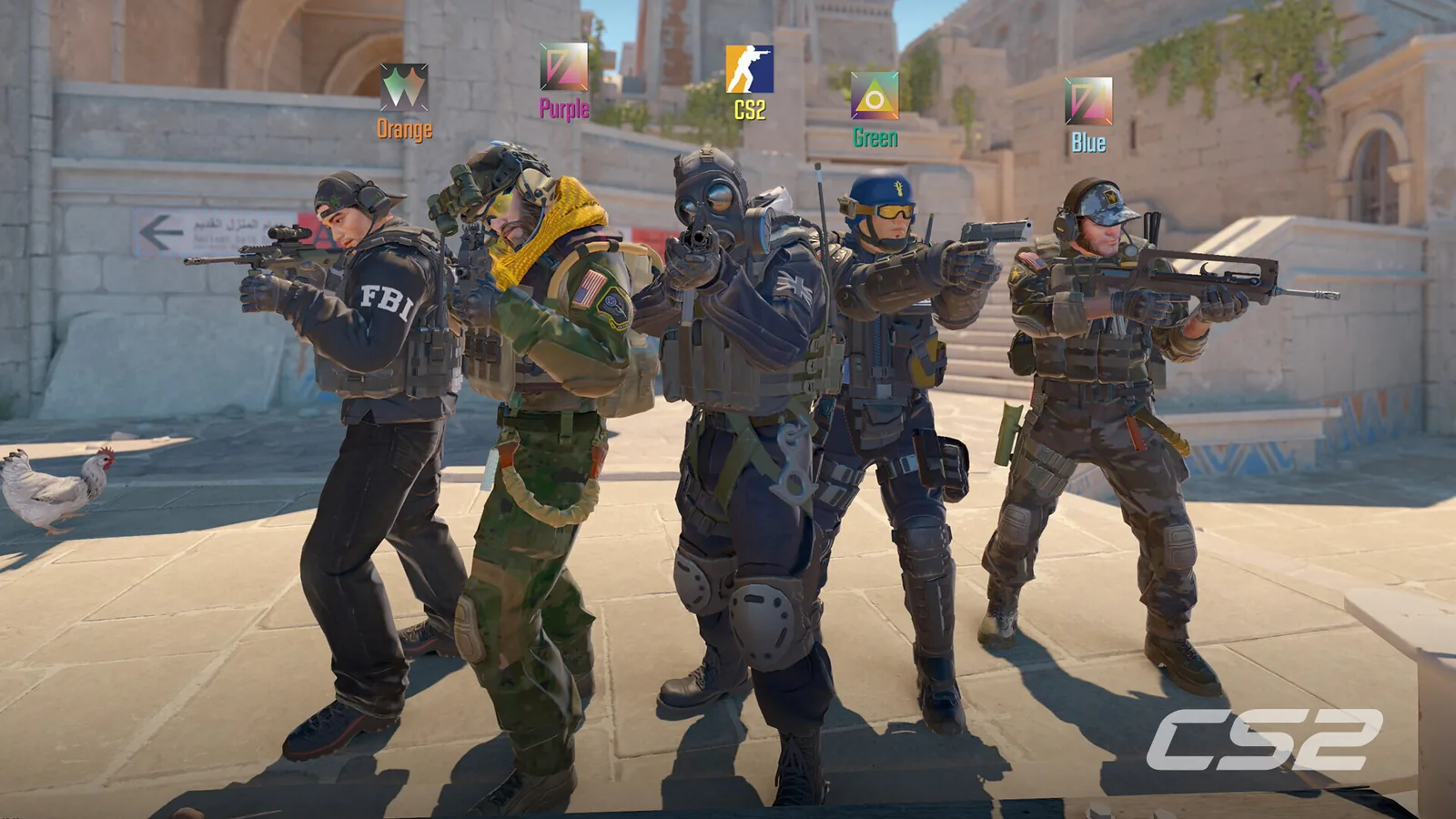 Squadra armata su una mappa di Counter-Strike 2